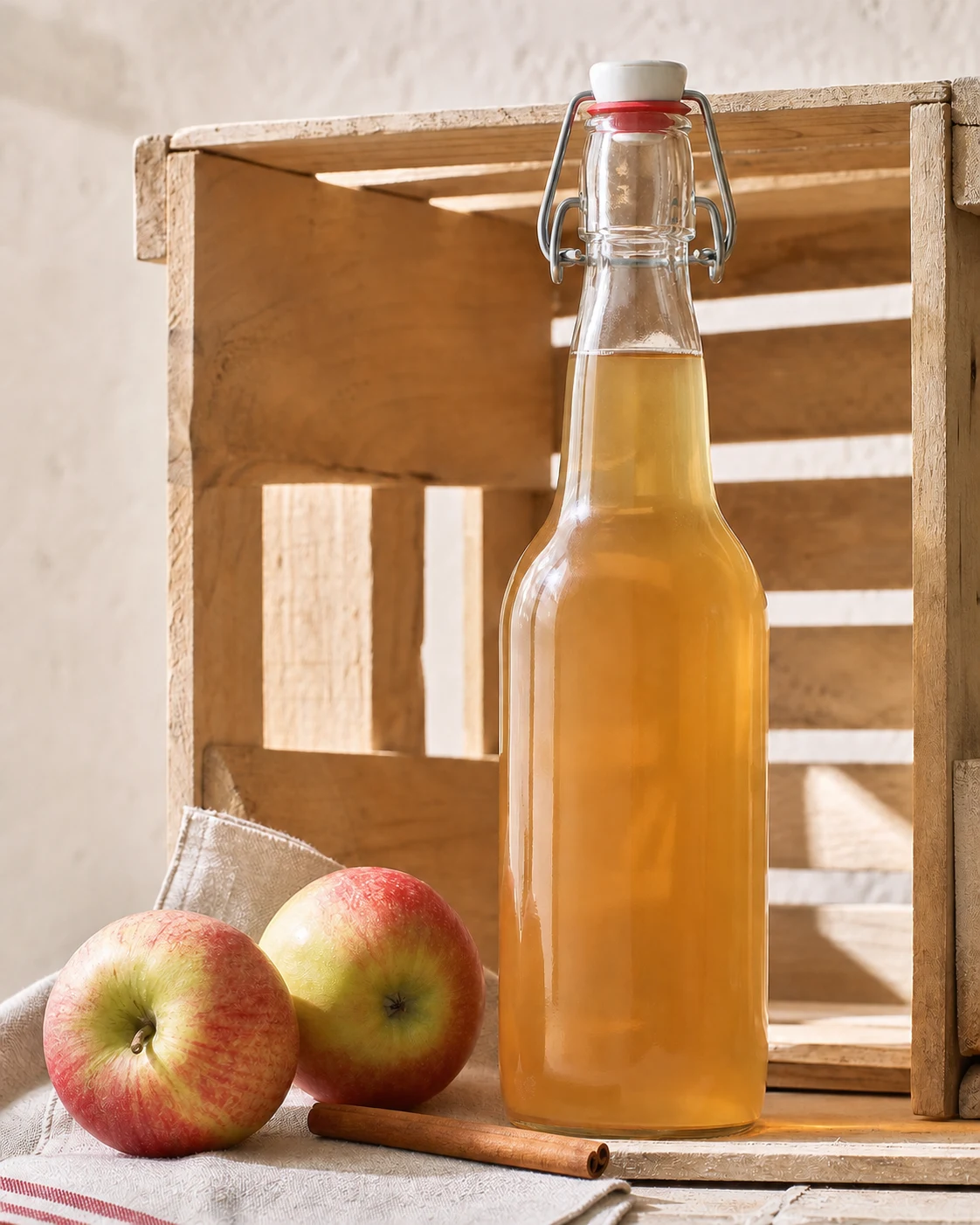 Apple & cinnamon kombucha ready to serve
