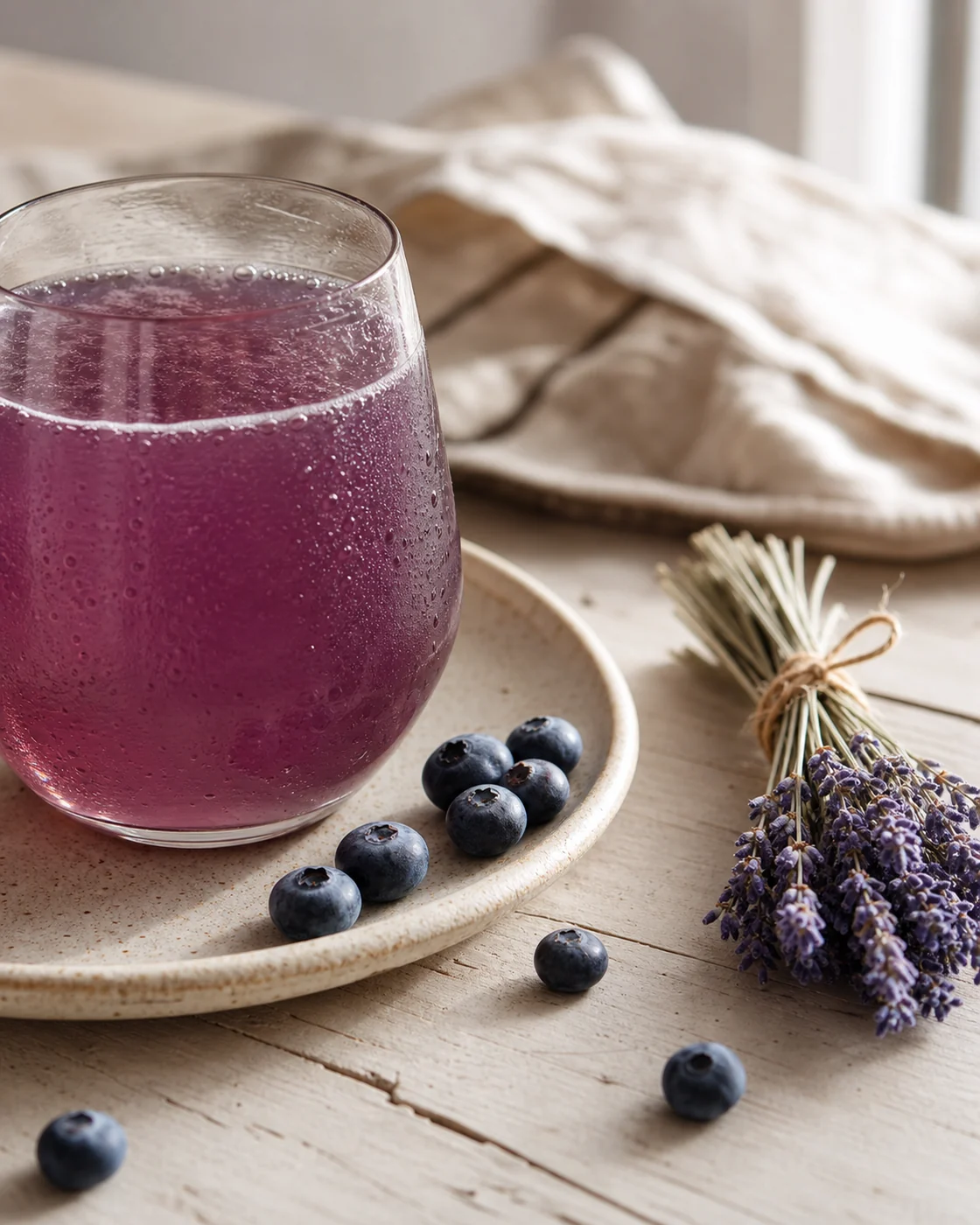 Blueberry & lavender kombucha ready to serve