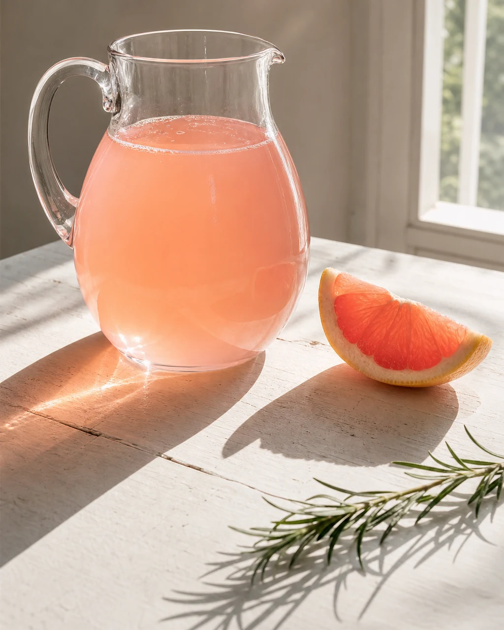 Grapefruit & rosemary kombucha ready to serve