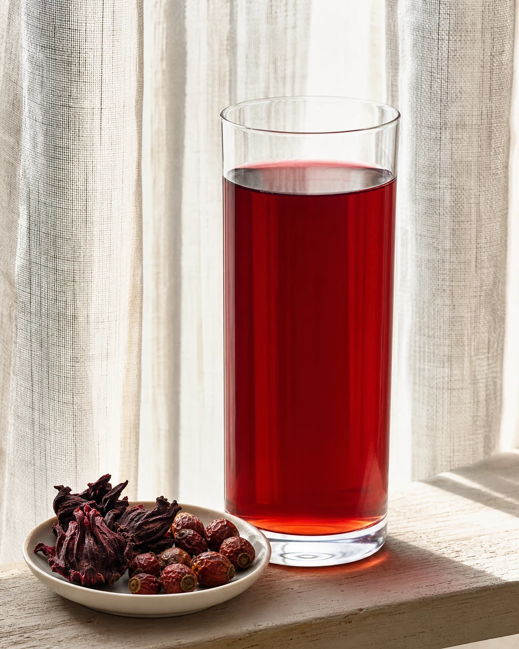 Hibiscus & rosehip kombucha ready to serve