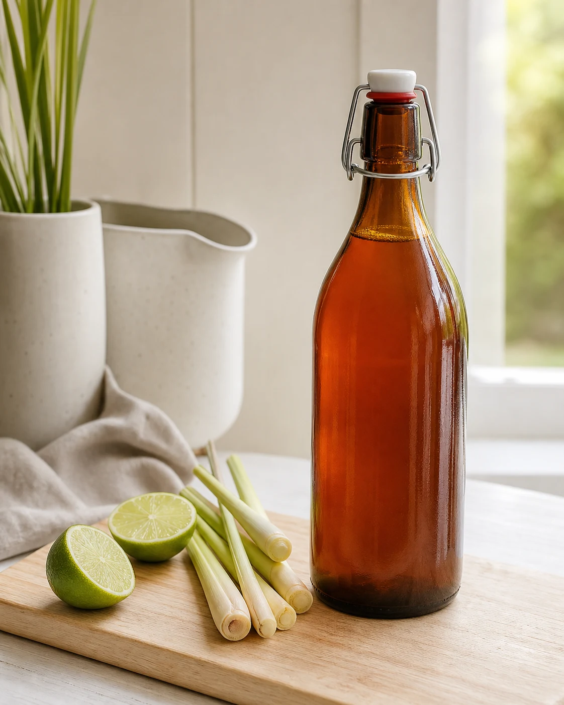 Lime & lemongrass kombucha ready to serve