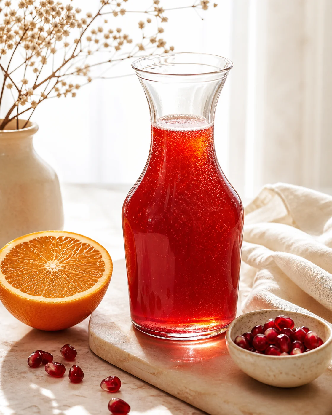 Pomegranate & orange kombucha ready to serve