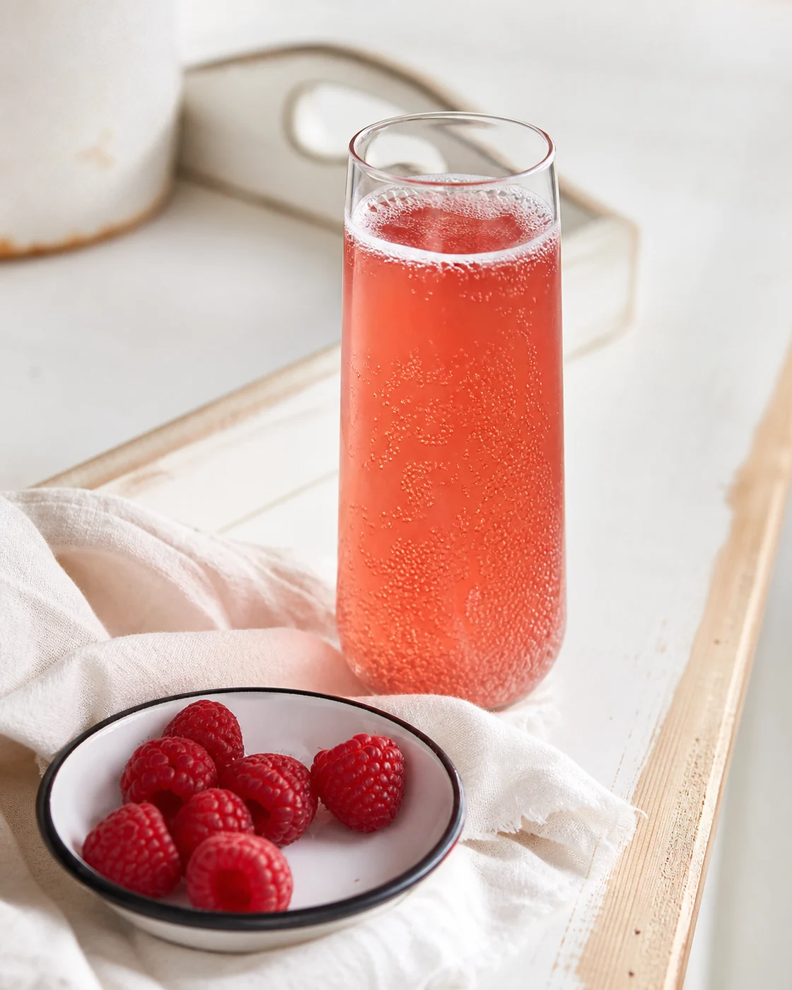 Raspberry & lemon kombucha ready to serve